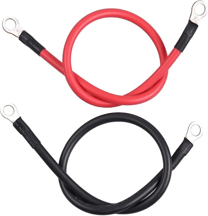 Battery Cables Set 8AWG 12 Inch Power cord Battery inverter jumper cables 12in with 38" Lugs Terminals (1 Positive  1 Negtive) for Car Marine Solar ATV Lawn Mower RV Motorcycle