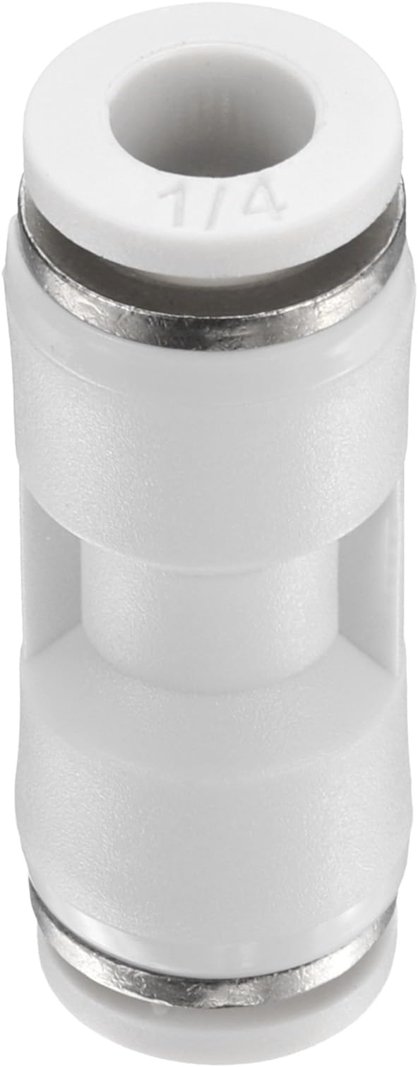 HARFINGTON Push to Connect Fittings 14" OD x 14" OD Straight Pneumatic Connector Zinc Alloy Quick Connect Union Two-Way Fittings for Semi Truck Trailers Air Brake System, White