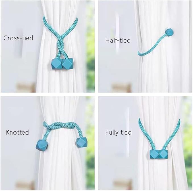 Rope Holder Buckles 2 Pack Magnetic Curtain Tiebacks, Decorative Straps No Tools Required, Convenient Magnetic Tie Backs Hooks for Patio Curtain tie Backs