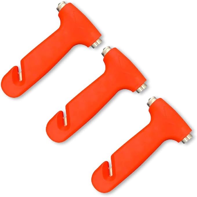 Premium Seat Belt Cutter  Instant Window Hammer - Life Saving Quick Escape from Your Vehicle in an Emergency (1-Pack, Premium Orange)