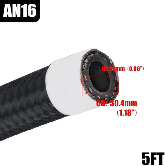 Autofit 16AN line -16AN braided hose +Elbow 90 degree AN fittings, 45 degree, straight adapter hose end kit,5 feet