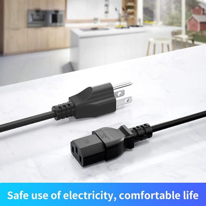 3 Prong Monitor Power Cord, 4FT Computer Power Cable Replacement for Dell, Samsung, LG, AOC, BenQ, Acer, Asus, ViewSonic, HP, Compaq PC Monitor Power Cord(NEMA 5-15P to C13), 1 Pack