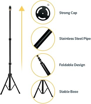 Seal Skin Boat Cover Support Pole with Straps Adjustable Height from 29" to 56" Telescoping Support System with Aluminum Tripod Base Poles for Jon Boat Pontoon Boat Cover Marine Grade