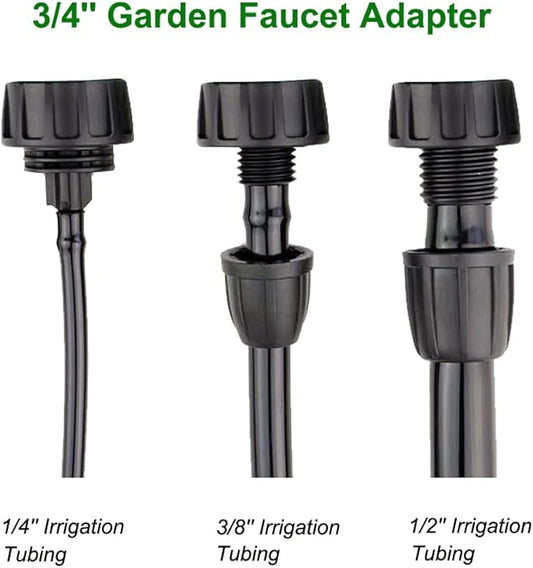 12 Inch Drip Irrigation Tubing Faucet Adapter 3 Pack, 34" to 12" Irrigation Hose Adapter, 34 Inch Faucet Connector Garden Hose Adapter
