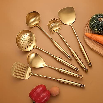 Rice Paddle, 304 Stainless Steel Rice Spoon, Gold Rice Serving spoon Metal Rice Scooper, Non-Stick Rice Spatula, Matte Finish