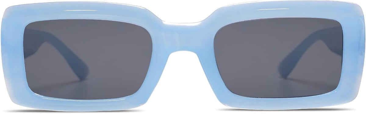 Trendy Rectangle Sunglasses for Women Men Vintage 90's Square Shades Thick Frame Nude Sunnies Sunglasses AR82002