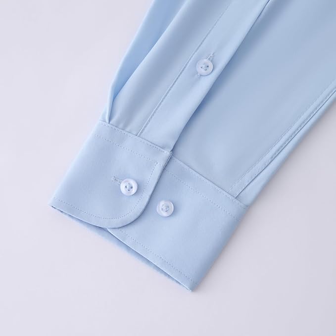Men's Long Sleeve Dress Shirts, Regular Fit Stretch Wrinkle-Free Business Casual Button-Down Shirts with Front Pocket