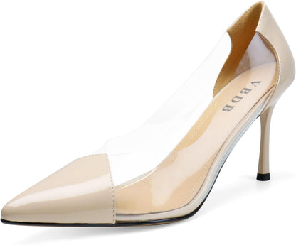 Clear Stiletto Heels for Women Pointed Toe High Heel Closed Pumps Party Wedding Dress Shoes