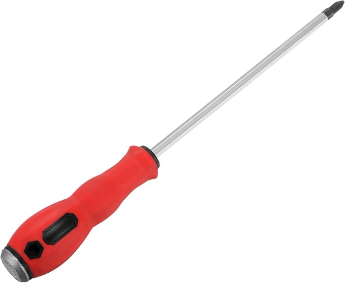 HARFINGTON Go-Thru Screwdriver PH3 x 200mm S2 Steel High Torque Magnetic Phillips Screwdrivers with Striking Cap for Fastening, Chiseling and Loosening