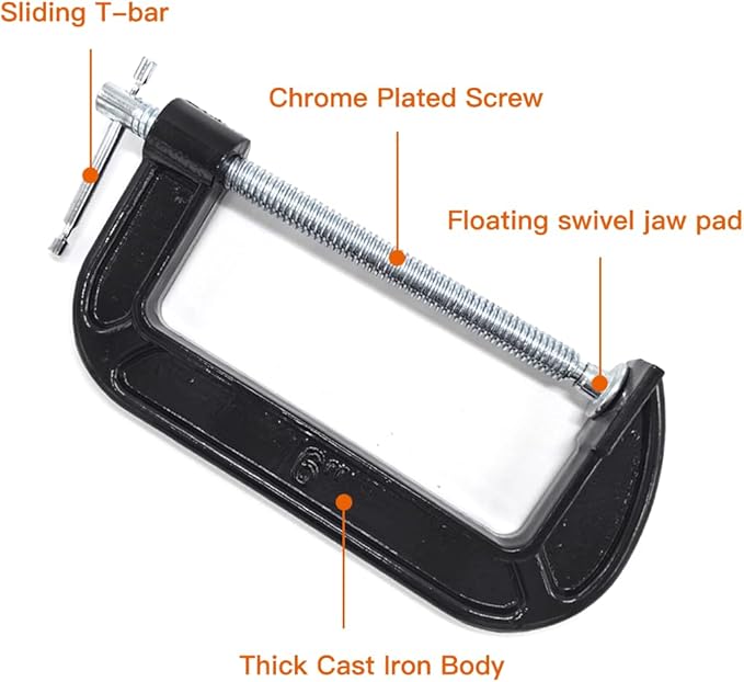 Brand: Zeromall 4.5 4.5 out of 5 stars (57) 6 Inch C-Clamp Set, 2-5/8 Inch Throat Depth Heavy Duty Steel C Clamp Industrial Strength C Clamps for Woodworking, Welding, and Building (2PCs)