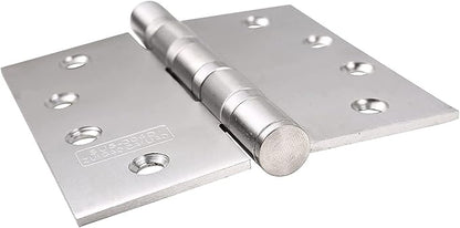 UHPPOTE Stainless Steel Door Hinges 4inches x 4inches with Soft Close Ball Bearing - Squared Conners - Brushed Finish (Pack of 2)
