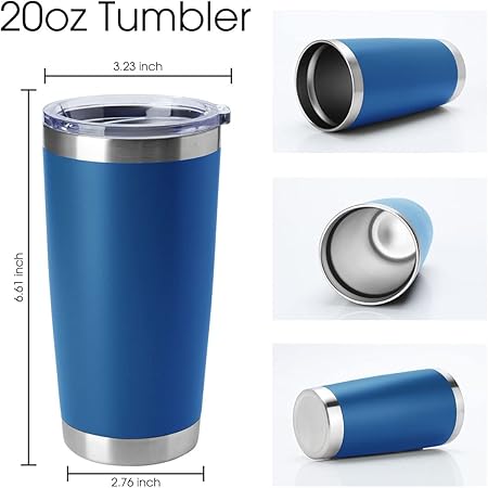 HASLE OUTFITTERS 20oz Tumblers Stainless Steel Mugs with Lid Double Wall Vacuum Insulated Coffee Cups for Cold  Hot Drinks (20oz-Dark Blue, 1 Pack)