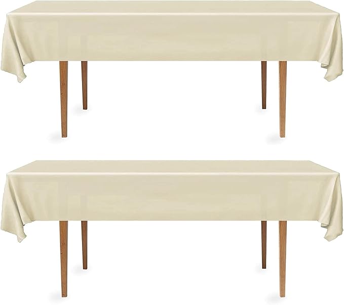 DecorRack 2 Rectangular Tablecloths BPA-Free Plastic, 54 x 108 inch, Dining Table Cover Cloth Rectangle for Parties, Picnic, Camping and Outdoor, Disposable or Reusable in Ivory (2 Pack)