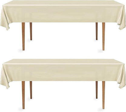 DecorRack 2 Rectangular Tablecloths BPA-Free Plastic, 54 x 108 inch, Dining Table Cover Cloth Rectangle for Parties, Picnic, Camping and Outdoor, Disposable or Reusable in Ivory (2 Pack)
