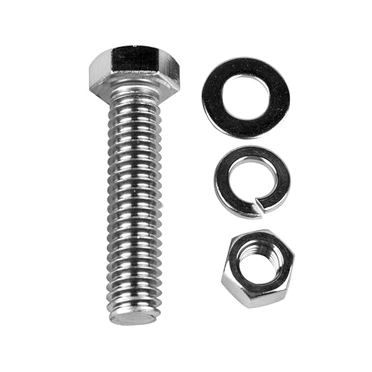 6Sets 38-16 x 1-14" Hex Head Bolts Screws with Hex Nuts and Thick Flat  Lock Washers, 304 Stainless Steel, UNC Coarse Thread, Silver Finish