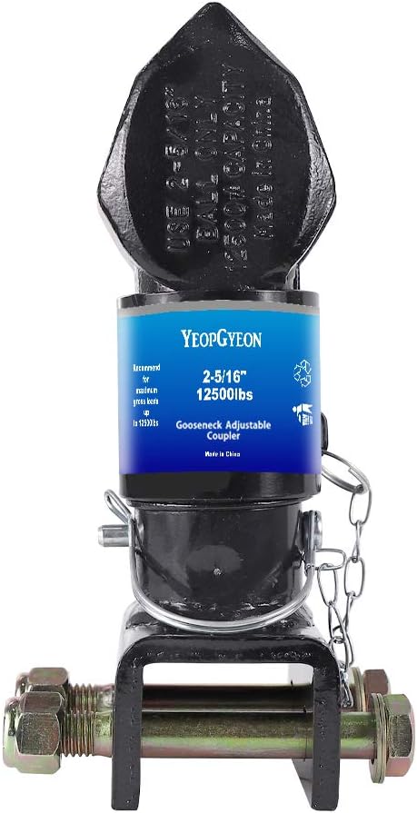 Gooseneck Adjustable Trailer Coupler 2-5/16" Ball Size Capacity 12500lbs Black