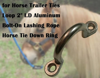 Replaces Horse Trailer Ties Loop 2" I.D Aluminum Bolt-On Lashing Rope Horse Tie Down Ring (2 pcs) Trailer d Rings Loop Ropes for Trailers Horse Parts tie Ring Ties Blocker Horses