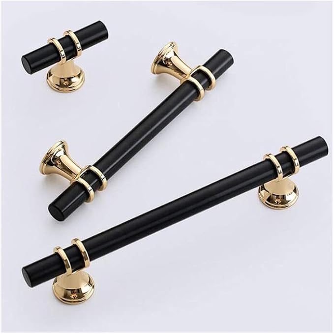 Drawer knobs,Cupboard knobs,Modern Zinc Alloy Black Gold Door Handles Kitchen Cabinet Handles Solid Drawer Knobs Fashion Furniture Handle Hardware,Black Gold knob (Color : Copper Gold 160mm)