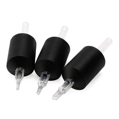 VORTEX - 1.25 Inch Soft Silicone Disposable Tube Grips, Black Color, with Clear Long Tips, 15 Count (9M)