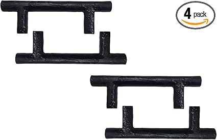 Adonai Hardware 3 Inch Centers Tahan Antique Cast Iron T Bar Cabinet PullHandle (Supplied as 4 Pieces per Pack) - Matte Black Powder Coated