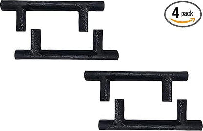 Adonai Hardware 3 Inch Centers Tahan Antique Cast Iron T Bar Cabinet PullHandle (Supplied as 4 Pieces per Pack) - Matte Black Powder Coated