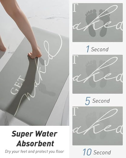 tchdio Bath Mat-Super Absorbent Quick Dry Bath Mats for Bathroom Floor Non Slip-Bathroom Mats with Rubber Backing-Ultra Thin Bathroom Rugs Fit Under Door, 17" x 24", Grey
