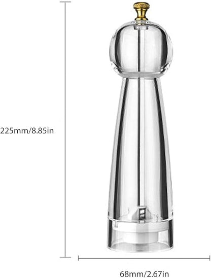 Acrylic Pepper Grinder, Pepper Mill with Round Head, Manual Rotatable Salt Mill Grinder, Hand Seasongings Grinder, Multifunctional Pepper Mill Shaker for Kitchen Cooking