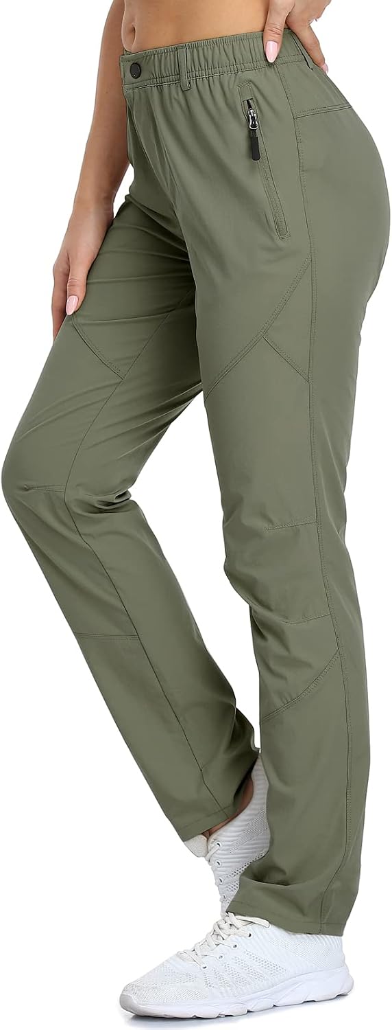 Size small-SPOSULEI Womens Summer Lightweight Pants Outdoor Nylon Quick Dry Travel Golf Hiking Sweatpants with Zipper Pockets