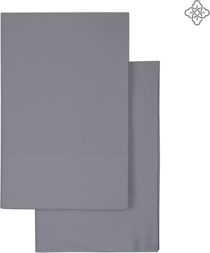 Bioweaves 100% Organic Cotton Pillow Cases 300 Thread Count Soft Sateen Weave GOTS Certified – Standard/Queen Size, Set of 2, Stone