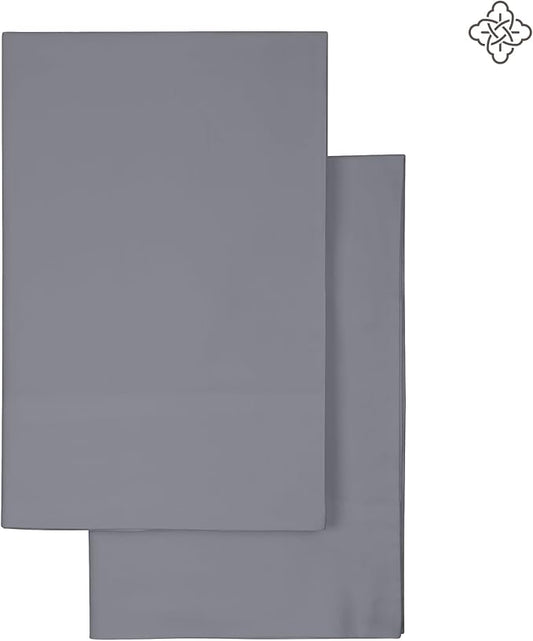 Bioweaves 100% Organic Cotton Pillow Cases 300 Thread Count Soft Sateen Weave GOTS Certified – Standard/Queen Size, Set of 2, Stone