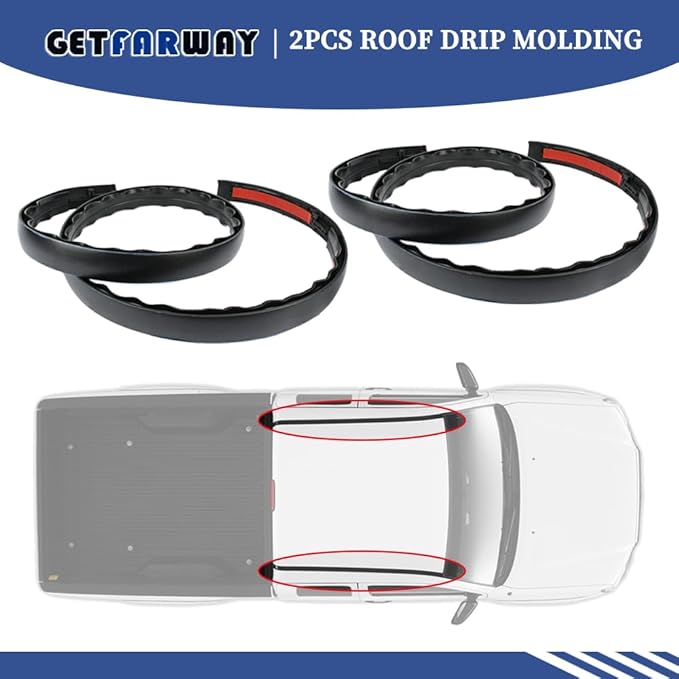 2pcs Roof Drip Molding 75551-04063 75561-02020 75552-04061 Compatible with Toyota Tacoma Double CAB 2005-2015