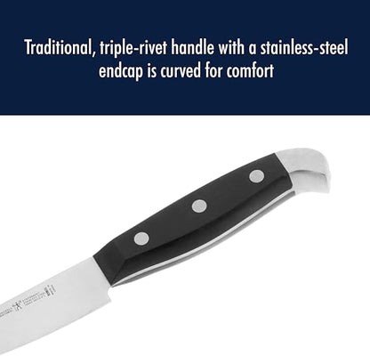 HENCKELS Statement Razor-Sharp 5-inch Serrated Utility Knife, Tomato Knife, German Engineered Informed by 100 Years of Mastery, BlackStainless Steel