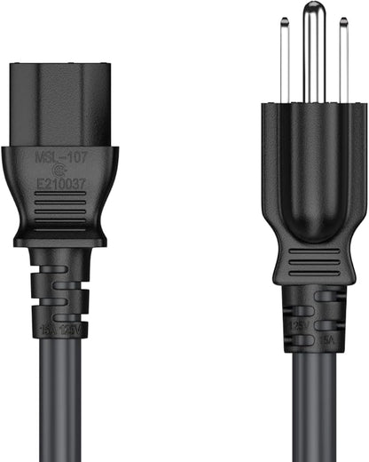 CableLeader 7ft 14 AWG Universal Power Cord IEC320 C13 to NEMA 5-15P, Extension Power Cord, Compatible with Computers, Monitors, Printers & TVs, Black, Pack of 1