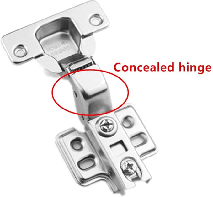 2pcs 35mm Concealed Hinge Face Frame Mounting Concealed Hinges, Kitchen Cabinet Door Hinges Damper Cupboard Closet Door Hardware Furniture Accessories with Screw