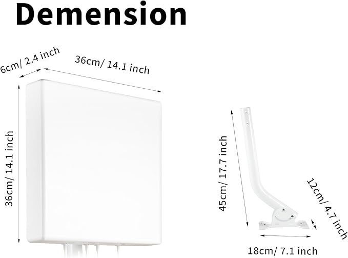 High Gain 4x4 MIMO 5G External Panel Antenna Kit with 20ft Low Loss Cable Signal Booster for 4G LTE 5G Cellular Hotspots, Routers, Gateways, Verizon, ATT, T-Mobile Home Internet, Eifagur
