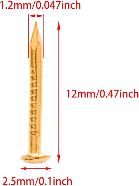 100 Pcs Tiny Brass Nails, Decorative Wooden Nails for DIY Craft Projects(1.2x12mm)