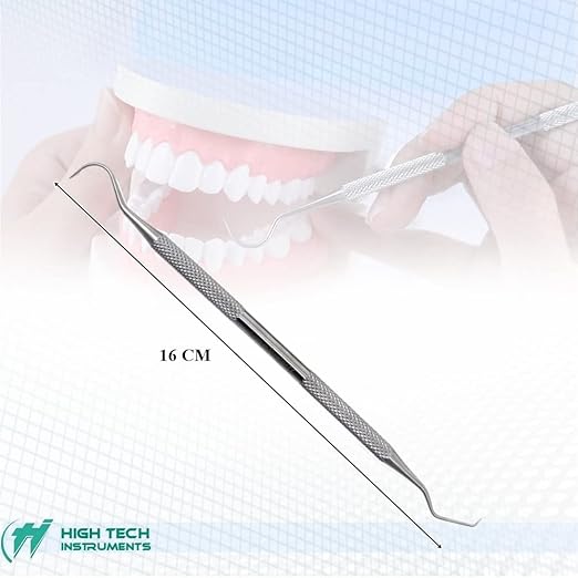 Dental Explorer Double Ended Probe 17A/23 for Professional Teeth Cleaning Calculus Plaque & Tartar Remover - Made of Stainless Steel for Oral Care with Knurled Handle, Double Ended Pick