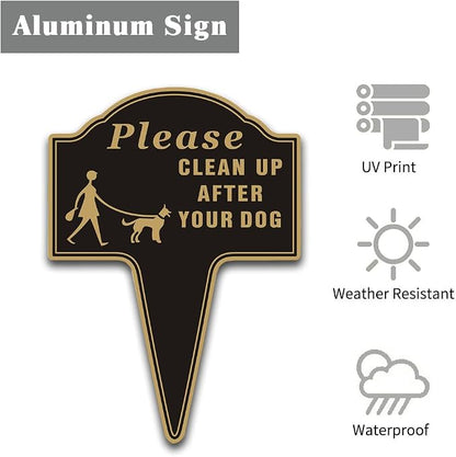 Clean Up After Your Dog Sign, Yuntarda 10”x14” No Poop Signs for Lawn No Pooping Dog Signs For Yard with Stake Double Sided Yard Sign Easy Install for Outdoor Use