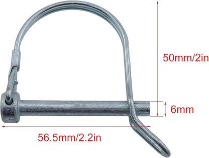 8PCS D-Type Ear Locking Pin Heavy Duty Safety Coupling Pin 6x50mm Round Spool Safety Locking Pin Square Spring Pin Retainer for Farm Trailer Lawn Trailer Chock Pin