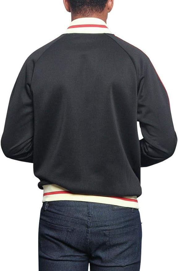 G-Style USA Men's Tri-Colored Solid and Striped Luxury Brand Style Zipper Track Jacket
