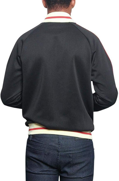 G-Style USA Men's Tri-Colored Solid and Striped Luxury Brand Style Zipper Track Jacket