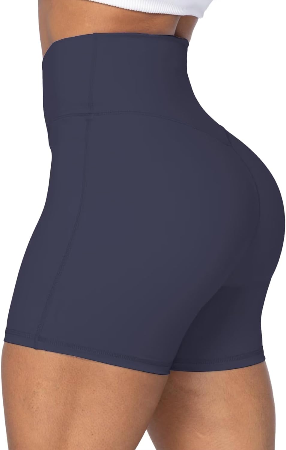 Sunzel Crossover Biker Shorts for Women, No Front Seam V High Waist Yoga Workout Gym Shorts with Tummy Control