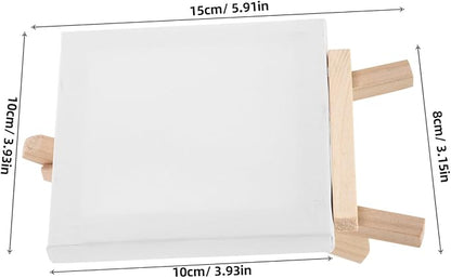 DOITOOL 1 Set Mini Canvas Painting with Easel Stand Small Art Canvases and Wood Display Easel for Adults for Acrylic and Oil Painting Sessions