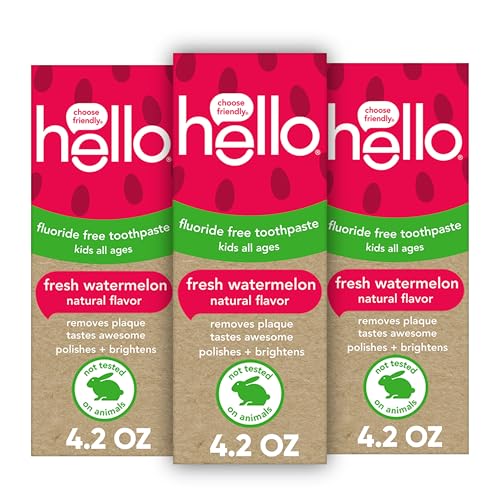 Hello Fresh Watermelon Fluoride Free Kids Toothpaste, 4.2 Oz Tube (Pack of 3) ( One of the three items is not in its original packaging )