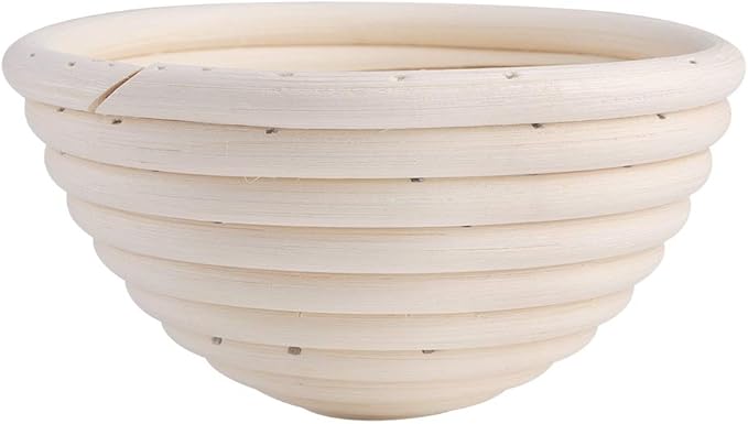 Handmade Rattan Basket, Fermentation Kitchen Baskets Indonesian Vine Baguette Handmade Rattan Basket Bread Baskets Round Basket(11x6cm)