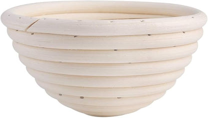 Handmade Rattan Basket, Fermentation Kitchen Baskets Indonesian Vine Baguette Handmade Rattan Basket Bread Baskets Round Basket(11x6cm)