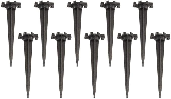 10 Pieces Christmas Light Stakes 4.5 Inch Plastic Light Stakes Yard Lawn Stakes Outdoor Light Spikes for Decorations Outdoor Garden Patio Path, Black