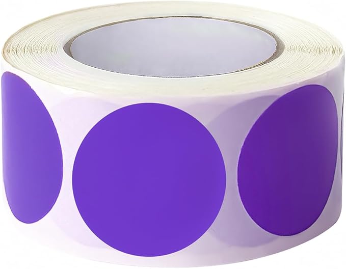SHYGO 1 Purple Circle Dot Stickers Color Coding Labels, 1000PCS 2 Rolls