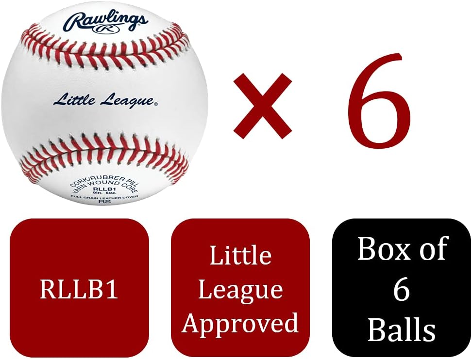 Rawlings | Little League Baseballs | Competition Grade | RLLB1 | Youth/14U | Multiple Count Options (pack of 6)