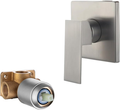 Wall Mount Bathroom Shower Valve Single Handle Shower Valves Mixer Hot and Cold Mixer Single Function Shower Handle Valve Trim Kit 4.3 Inch Cover Plate, Brushed Nickel